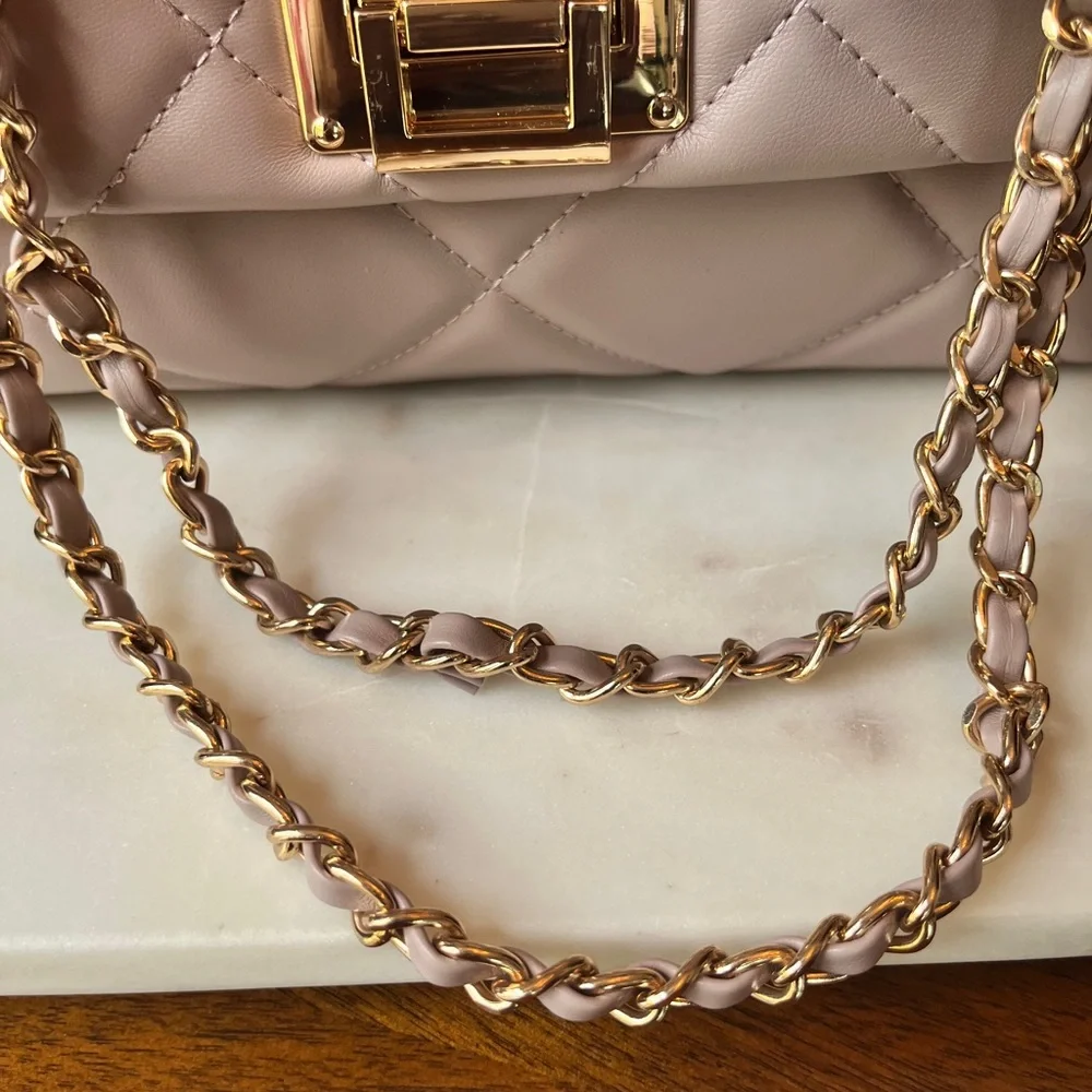 Aldo Muted Pink Quilted Chain Strap Crossbody Bag w/Lovely Gold Hardware (NWT) - Picture 4 of 12
